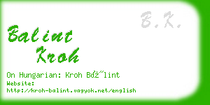 balint kroh business card